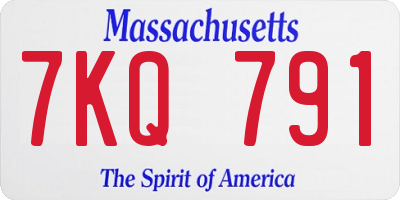 MA license plate 7KQ791