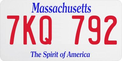MA license plate 7KQ792