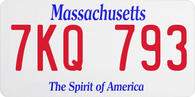 MA license plate 7KQ793