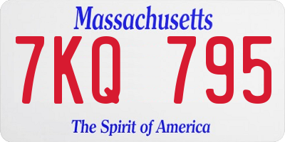 MA license plate 7KQ795