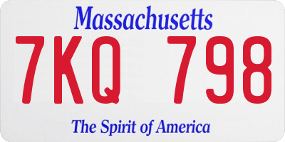 MA license plate 7KQ798