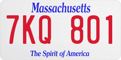 MA license plate 7KQ801