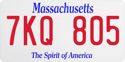 MA license plate 7KQ805