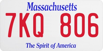 MA license plate 7KQ806
