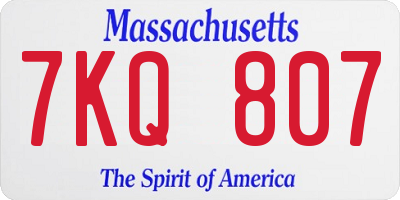 MA license plate 7KQ807