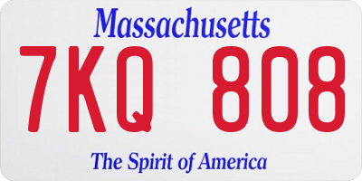 MA license plate 7KQ808