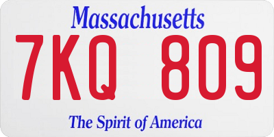 MA license plate 7KQ809