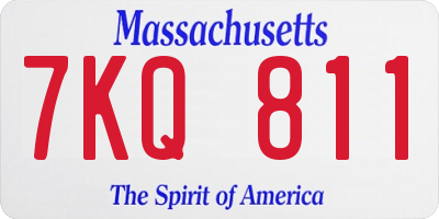 MA license plate 7KQ811
