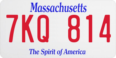 MA license plate 7KQ814
