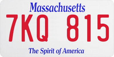 MA license plate 7KQ815