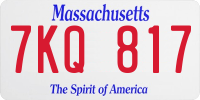MA license plate 7KQ817
