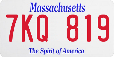 MA license plate 7KQ819