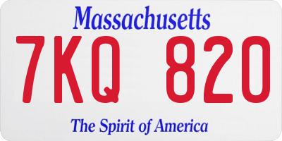 MA license plate 7KQ820