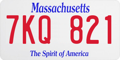MA license plate 7KQ821