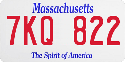 MA license plate 7KQ822