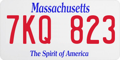 MA license plate 7KQ823