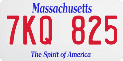MA license plate 7KQ825