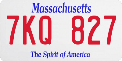 MA license plate 7KQ827
