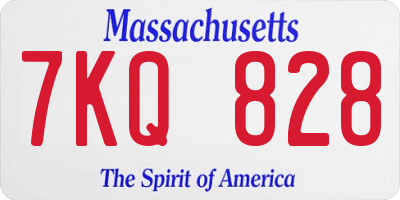 MA license plate 7KQ828