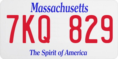 MA license plate 7KQ829
