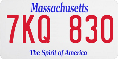 MA license plate 7KQ830