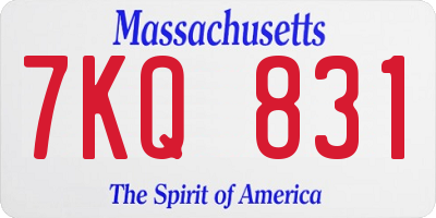 MA license plate 7KQ831
