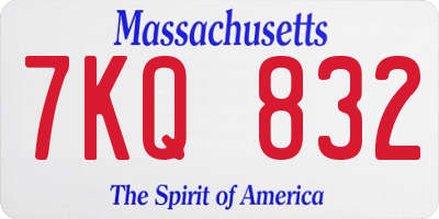 MA license plate 7KQ832