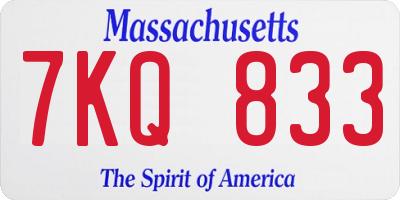 MA license plate 7KQ833