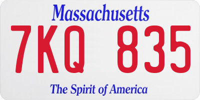 MA license plate 7KQ835