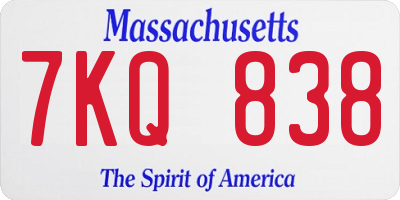 MA license plate 7KQ838