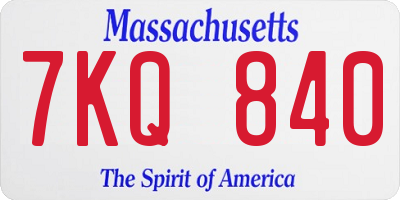 MA license plate 7KQ840