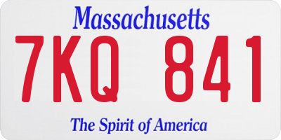 MA license plate 7KQ841