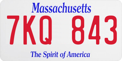 MA license plate 7KQ843