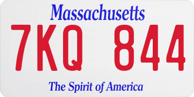 MA license plate 7KQ844