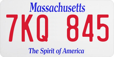 MA license plate 7KQ845
