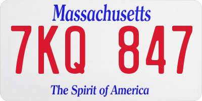 MA license plate 7KQ847