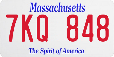 MA license plate 7KQ848