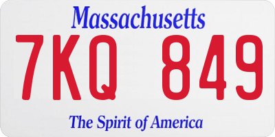 MA license plate 7KQ849
