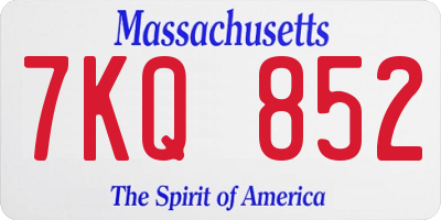 MA license plate 7KQ852