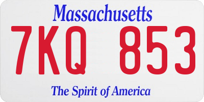 MA license plate 7KQ853