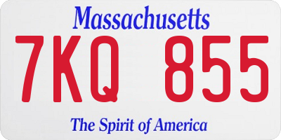 MA license plate 7KQ855