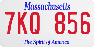 MA license plate 7KQ856