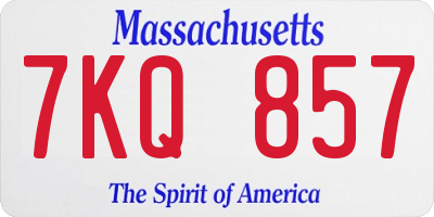 MA license plate 7KQ857