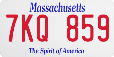 MA license plate 7KQ859
