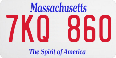 MA license plate 7KQ860