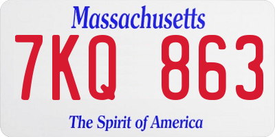 MA license plate 7KQ863