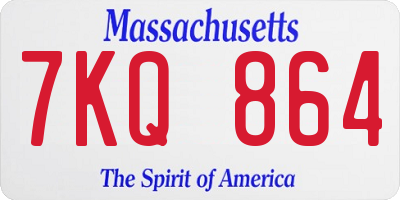 MA license plate 7KQ864
