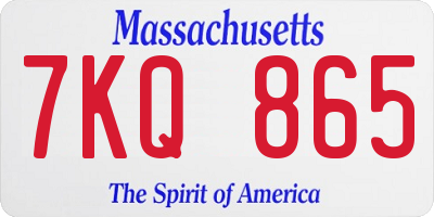 MA license plate 7KQ865