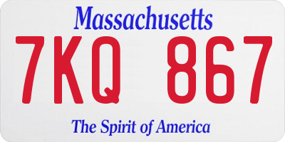 MA license plate 7KQ867