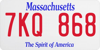 MA license plate 7KQ868